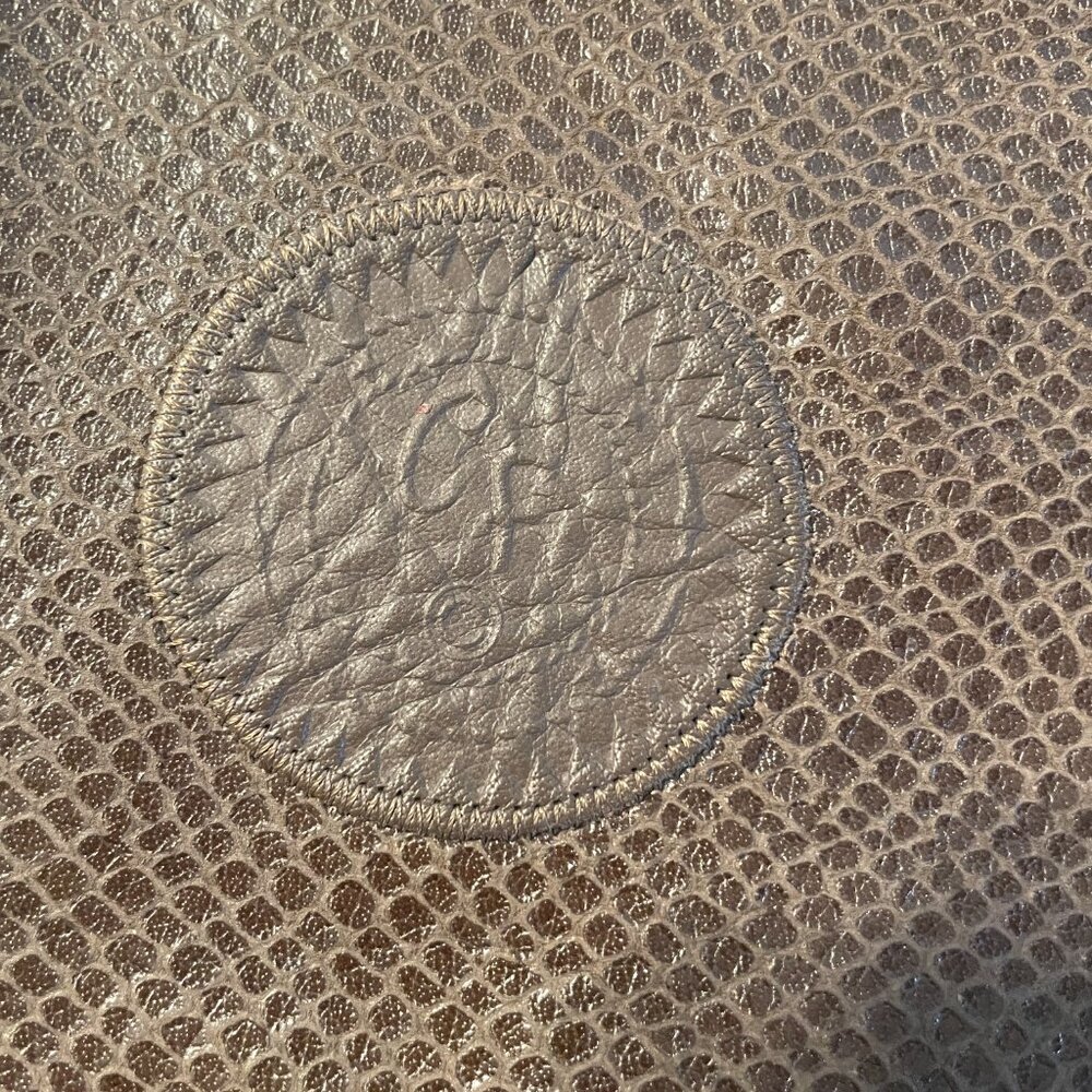 Vtg Carlos Falchi Brown Snake Embossed Large Crossbody Bag - Picture 3 of 8